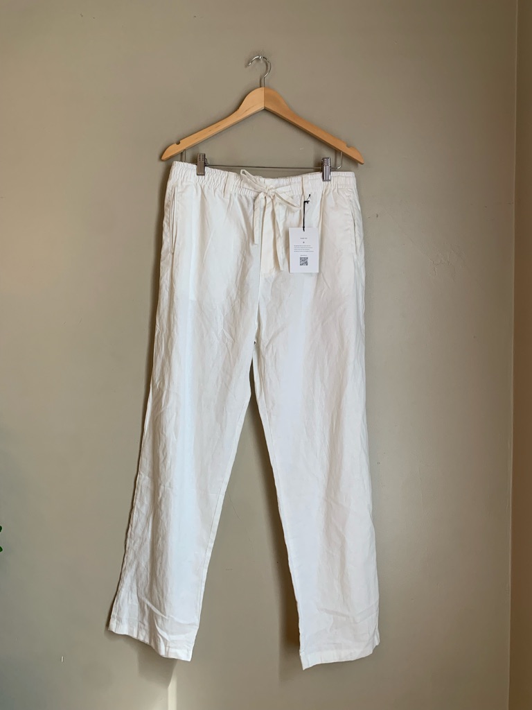 Hat And Beyond Linen Blend Pants Womens Xlarge Summer White Natural